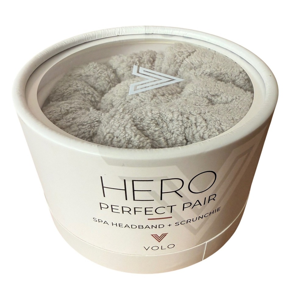 VOLO Hero Perfect Pair Spa Headband and Scrunchie Set Luna Gray Nanoweave